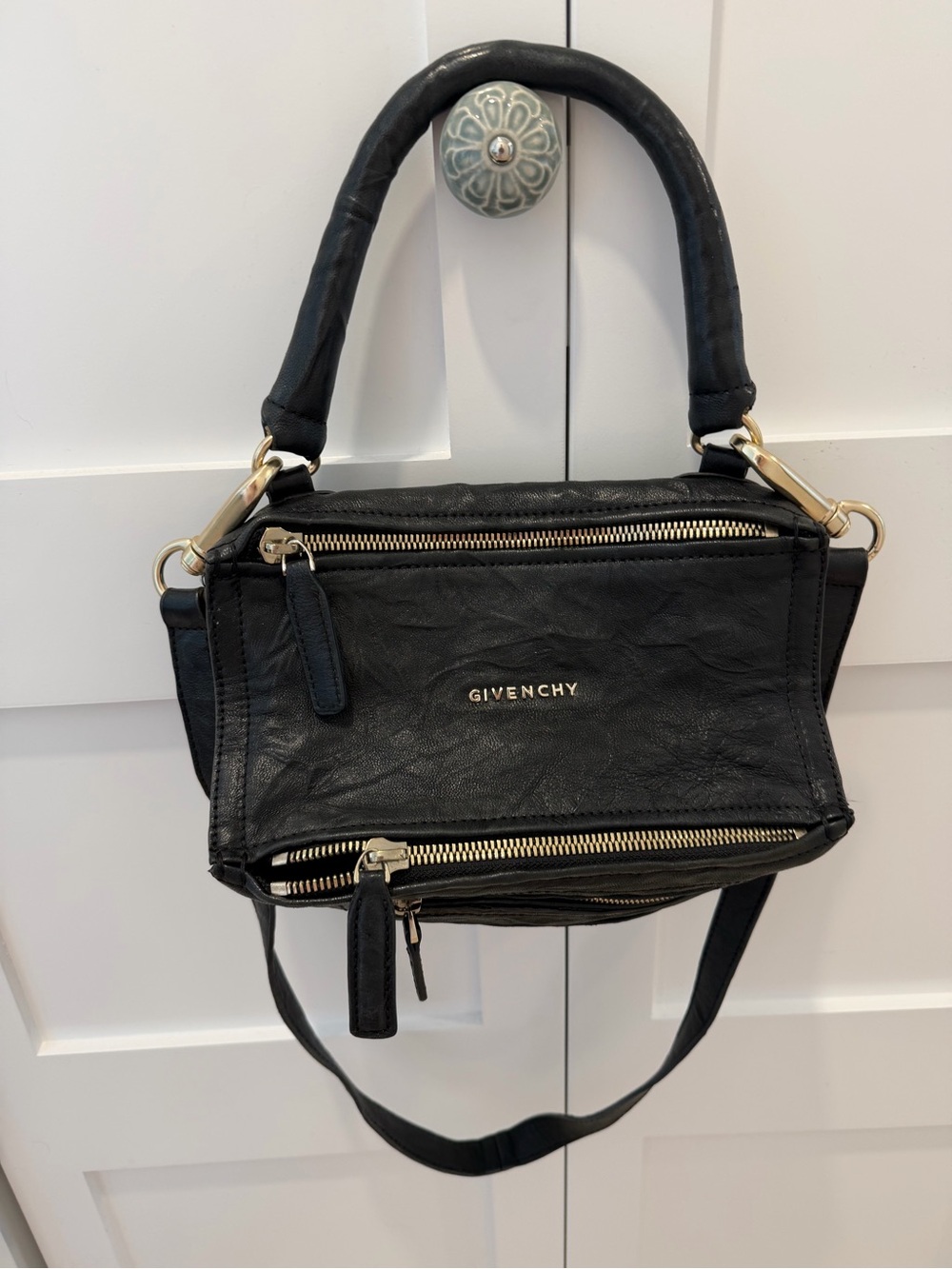 Authentic Givenchy Pandora Black Goatskin Leather Bag